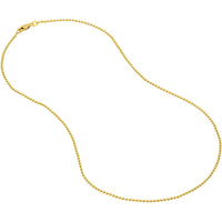 Olas d'Oro - 14K Yellow Gold 1.5mm Bead Chain Necklace with Lobster Lock - 16" Length