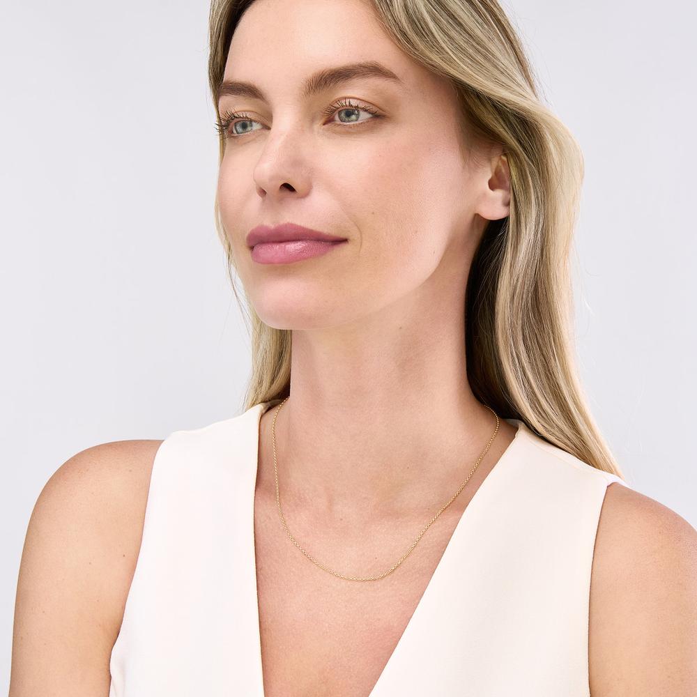 Olas d'Oro - 14K Yellow Gold 1.5mm Rolo Chain Necklace with Lobster Lock - 16" Length