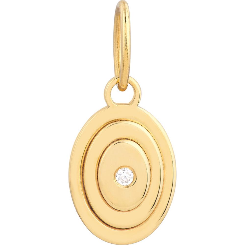 Olas d'Oro - 14K Yellow Gold 1.5pt Diamond Stacked Oval Pendant