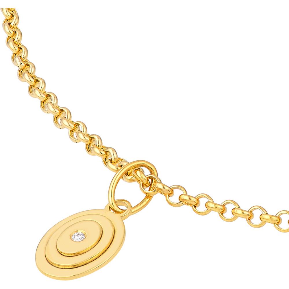 Olas d'Oro - 14K Yellow Gold 1.5pt Diamond Stacked Oval Pendant