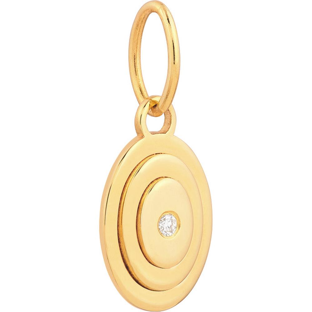 Olas d'Oro - 14K Yellow Gold 1.5pt Diamond Stacked Oval Pendant