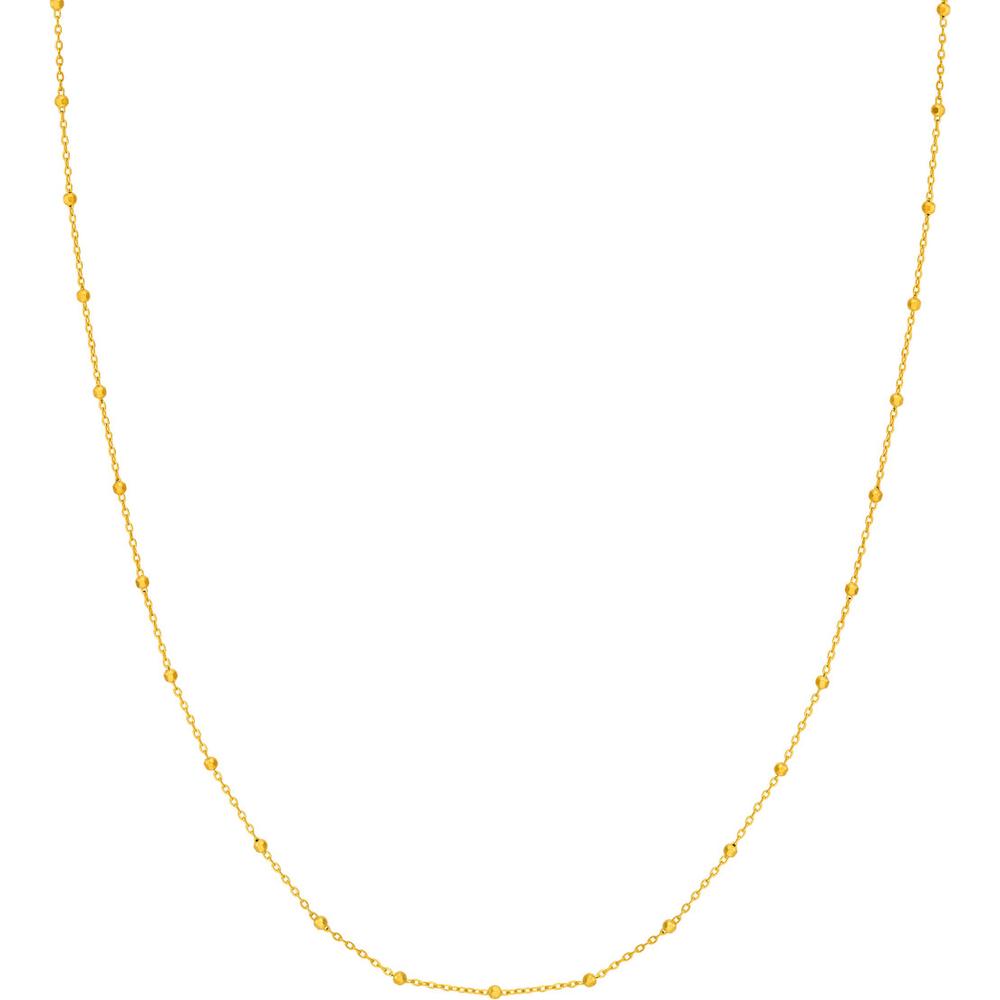 Olas d'Oro - 14K Yellow Gold 1.70mm Adjustable Saturn Chain Necklace - 18"