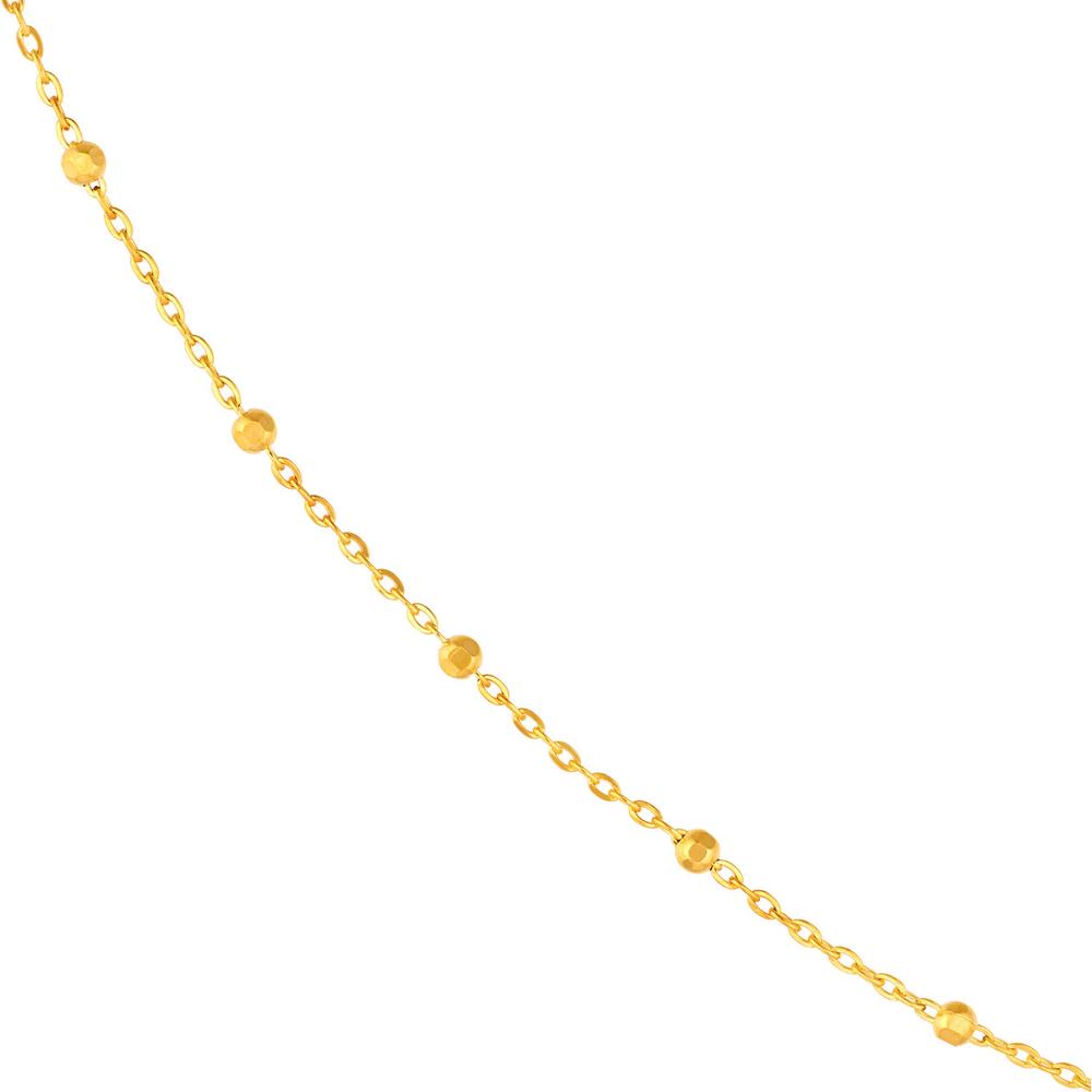 Olas d'Oro - 14K Yellow Gold 1.70mm Adjustable Saturn Chain Necklace - 18"