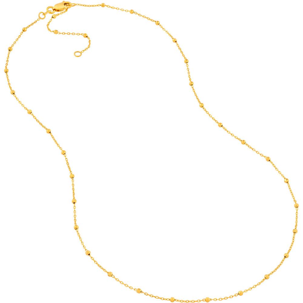 Olas d'Oro - 14K Yellow Gold 1.70mm Adjustable Saturn Chain Necklace - 18"