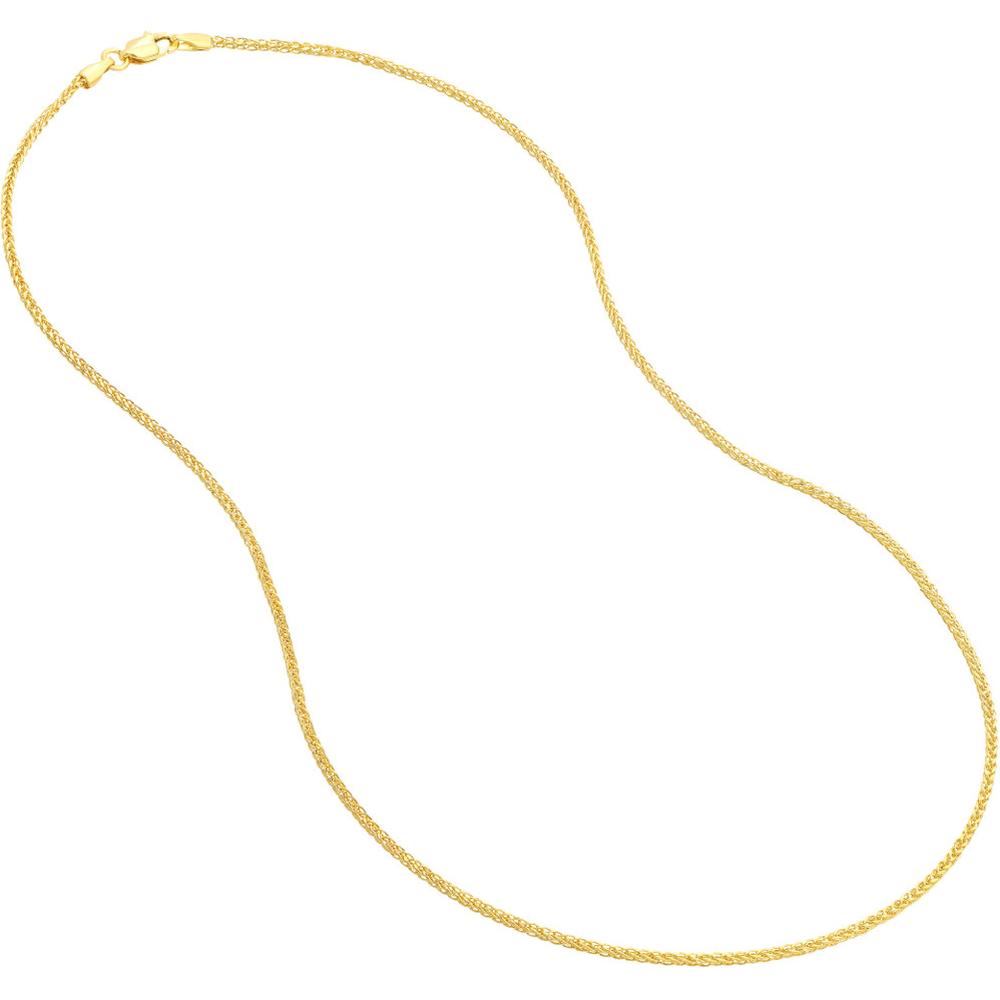Olas d'Oro - 14K Yellow Gold 1.75mm Square Wheat Chain with Lobster Clasp - 16" Necklace