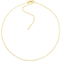 Olas d'Oro - 14K Yellow Gold 1.7mm Paper Clip Choker Necklace - Adjustable Length 13-16 Inches
