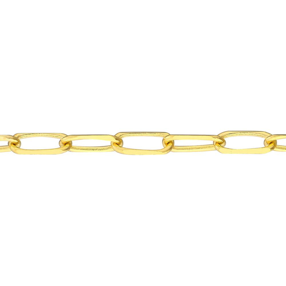 Olas d'Oro - 14K Yellow Gold 1.7mm Paper Clip Choker Necklace - Adjustable Length 13-16 Inches