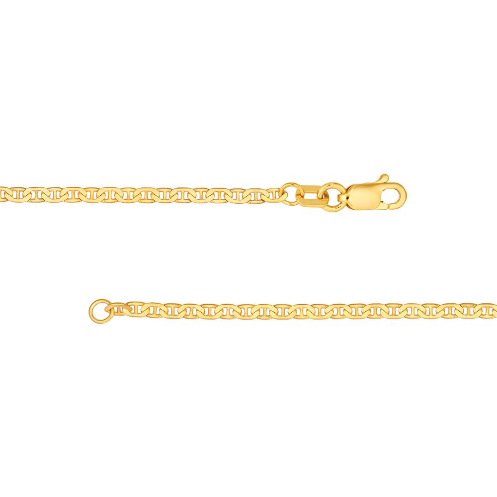 Olas d'Oro - 14K Yellow Gold 1.85mm Mariner Chain Bracelet - 7.25" Length