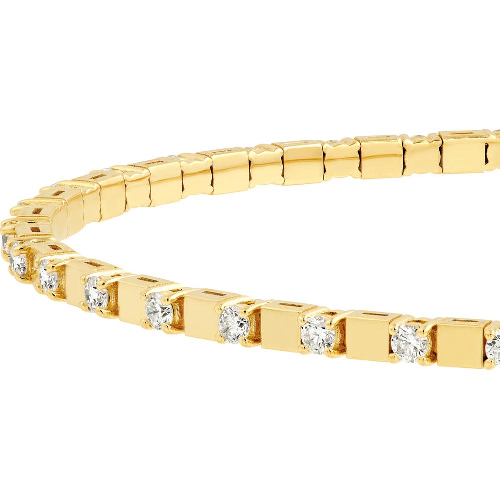Olas d'Oro - 14K Yellow Gold 1 Carat Diamond Flex Bracelet with Box Lock Closure