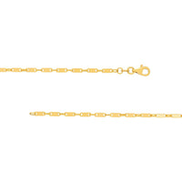 Olas d'Oro - 14K Yellow Gold 10" Handmade Flat Link Choker Necklace - 1.85mm Links, 1.84 Grams Average Weight