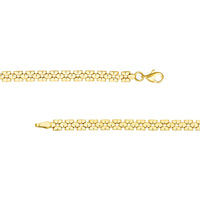 Olas d'Oro - 14K Yellow Gold 10" Polished 2+1 Square Link Chain Choker Necklace - 7.9 Grams Total Weight