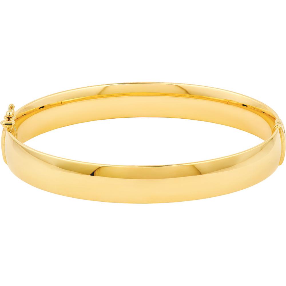 Olas d'Oro - 14K Yellow Gold 10mm Flat Oval Tube Bangle - 9.40 Grams
