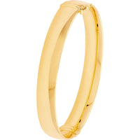 Olas d'Oro - 14K Yellow Gold 10mm Flat Oval Tube Bangle - 9.40 Grams