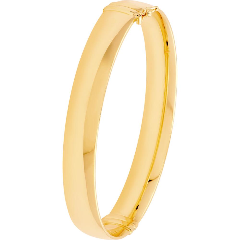 Olas d'Oro - 14K Yellow Gold 10mm Flat Oval Tube Bangle - 9.40 Grams