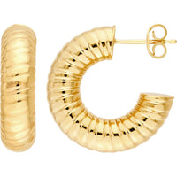 Olas d'Oro - 14K Yellow Gold 10mm Hammered Round Hoop Earrings - 3.10 Grams Total Weight