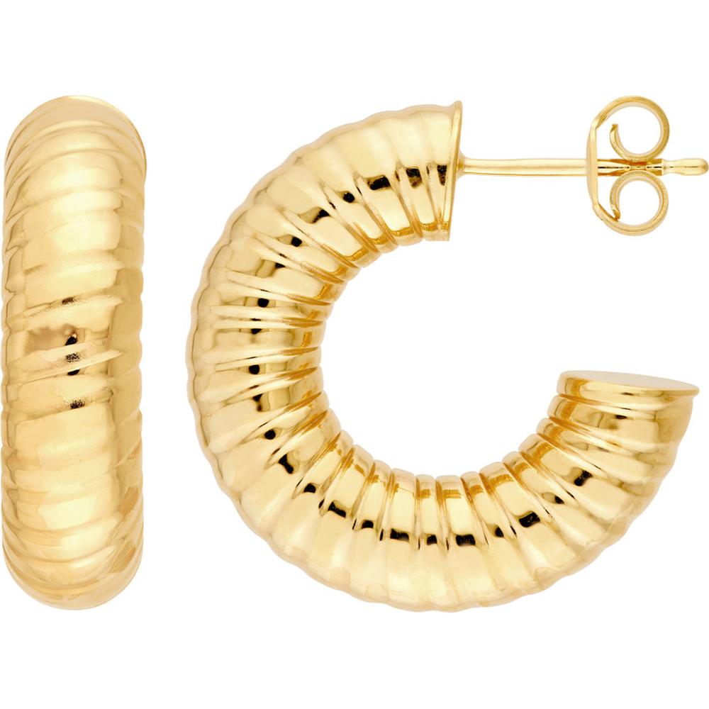 Olas d'Oro - 14K Yellow Gold 10mm Hammered Round Hoop Earrings - 3.10 Grams Total Weight
