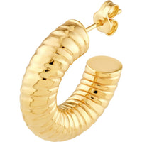 Olas d'Oro - 14K Yellow Gold 10mm Hammered Round Hoop Earrings - 3.10 Grams Total Weight