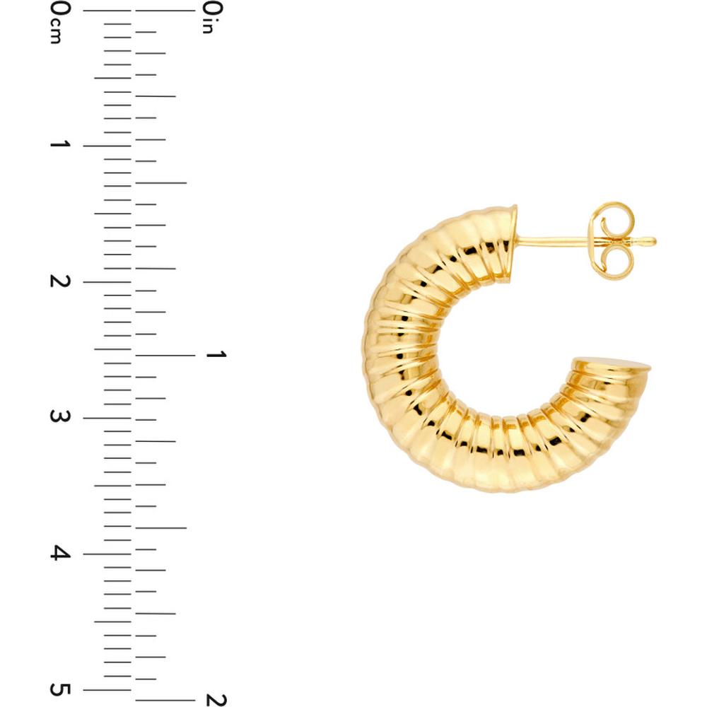 Olas d'Oro - 14K Yellow Gold 10mm Hammered Round Hoop Earrings - 3.10 Grams Total Weight