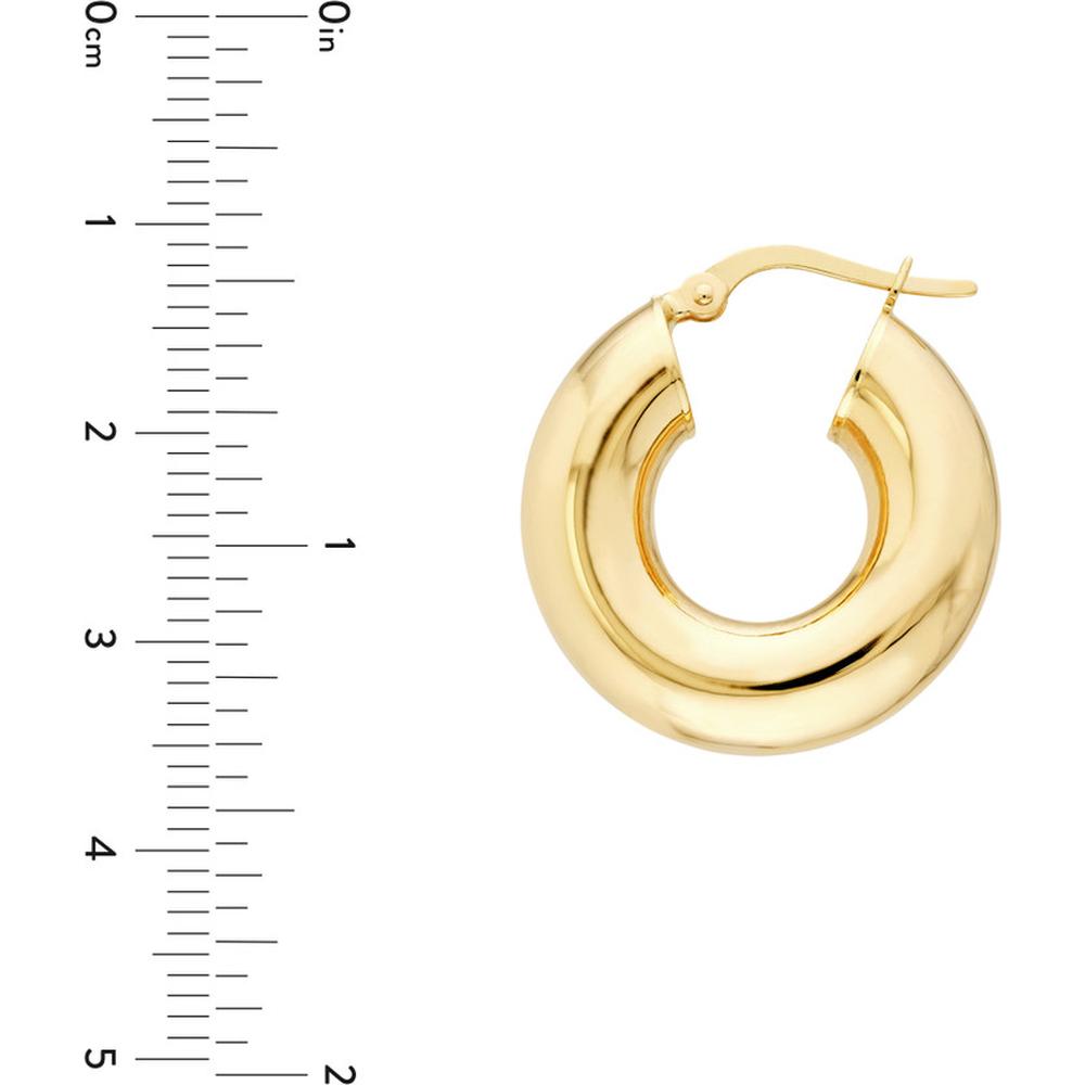 Olas d'Oro - 14K Yellow Gold 10mm High Polished Hoop Earrings