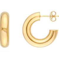 Olas d'Oro - 14K Yellow Gold 10mm Polished Open Hoop Earrings Sleek Modern Design