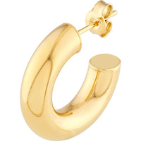 Olas d'Oro - 14K Yellow Gold 10mm Polished Open Hoop Earrings Sleek Modern Design
