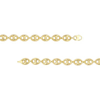 Olas d'Oro - 14K Yellow Gold 10mm Puff Mariner Chain Bracelet with Fancy Lobster Lock - 8" Length