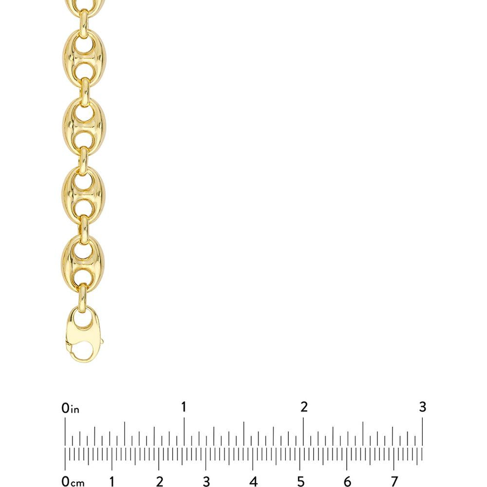 Olas d'Oro - 14K Yellow Gold 10mm Puff Mariner Chain Bracelet with Fancy Lobster Lock - 8" Length