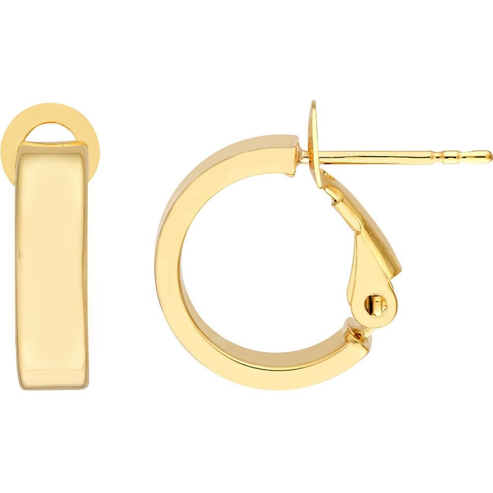 Olas d'Oro - 14K Yellow Gold 10mm Rectangle Tube Round Hoop Earrings