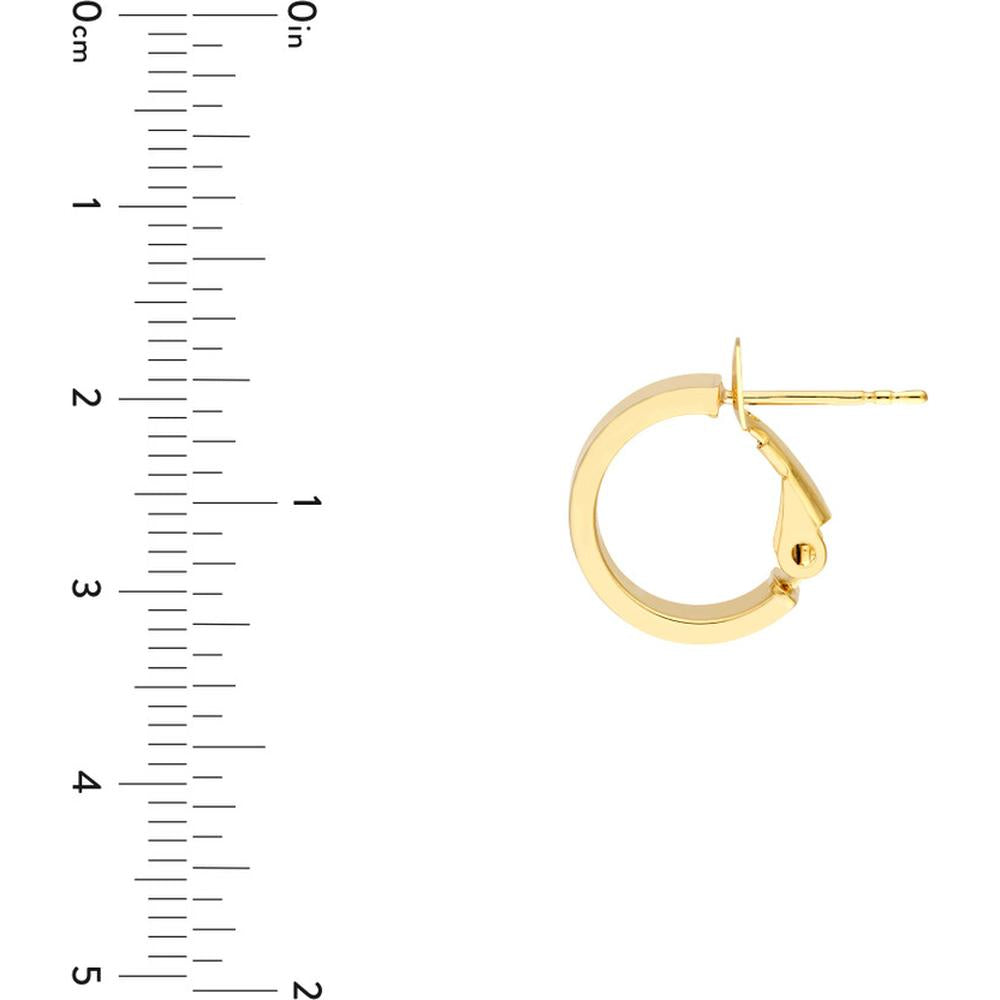 Olas d'Oro - 14K Yellow Gold 10mm Rectangle Tube Round Hoop Earrings