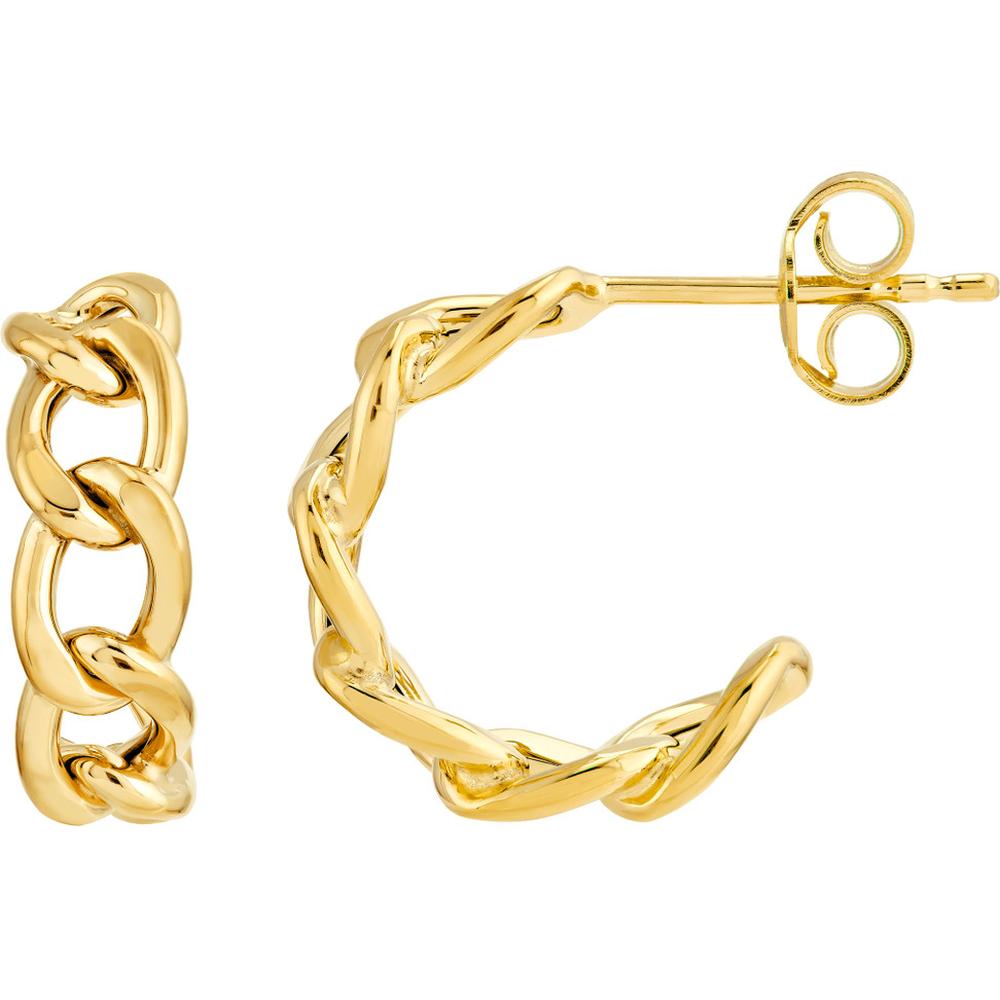 Olas d'Oro - 14K Yellow Gold 10mm Round Link Open Hoop Earrings