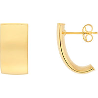 Olas d'Oro - 14K Yellow Gold 10mm Small Flat Oval Tube J Hoop Earrings - 2.30 Grams