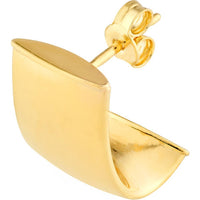 Olas d'Oro - 14K Yellow Gold 10mm Small Flat Oval Tube J Hoop Earrings - 2.30 Grams