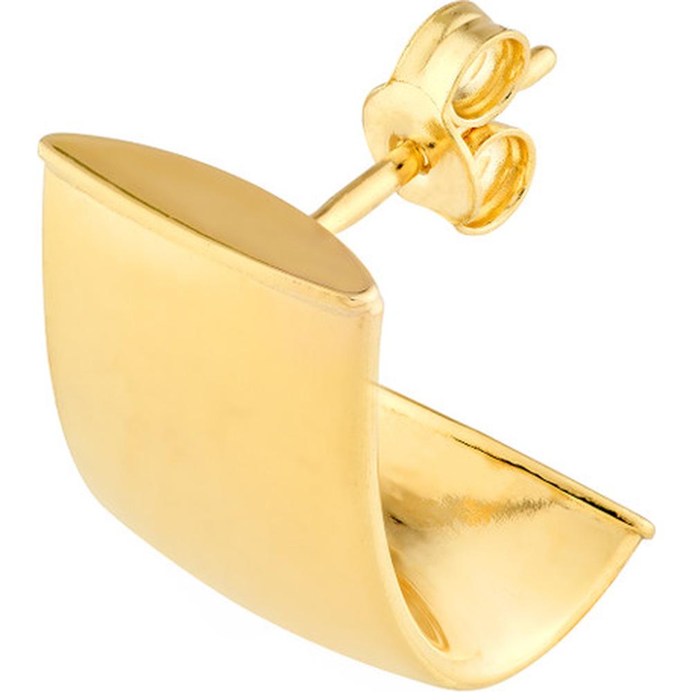 Olas d'Oro - 14K Yellow Gold 10mm Small Flat Oval Tube J Hoop Earrings - 2.30 Grams