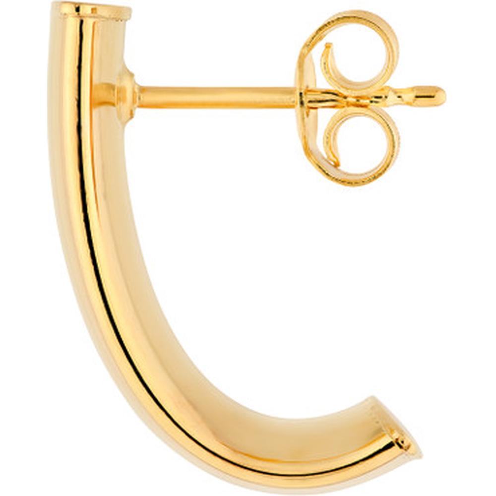 Olas d'Oro - 14K Yellow Gold 10mm Small Flat Oval Tube J Hoop Earrings - 2.30 Grams