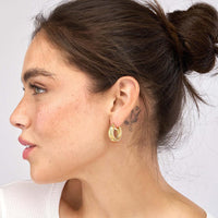 Olas d'Oro - 14K Yellow Gold 10mm Textured Round Tube Hoop Earrings - 4.34 Grams