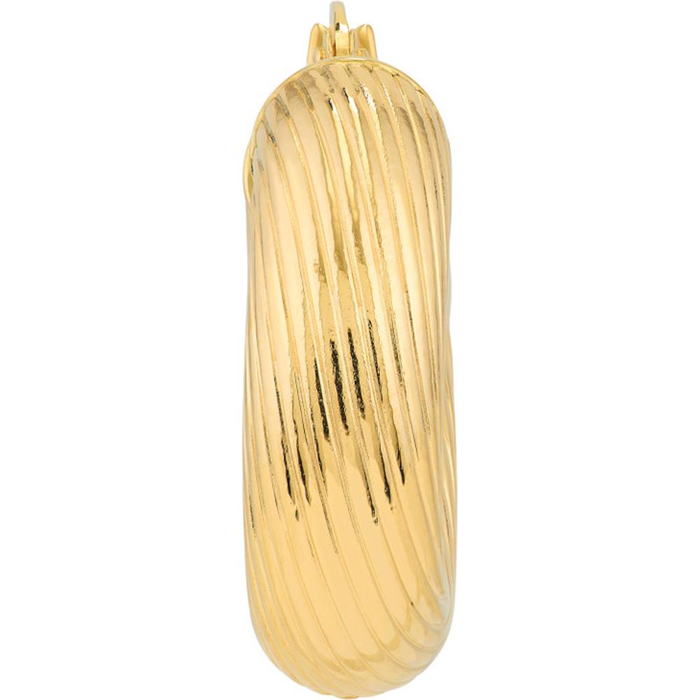 Olas d'Oro - 14K Yellow Gold 10mm Textured Round Tube Hoop Earrings - 4.34 Grams