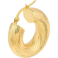 Olas d'Oro - 14K Yellow Gold 10mm Textured Round Tube Hoop Earrings - 4.34 Grams