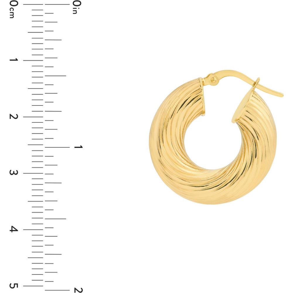 Olas d'Oro - 14K Yellow Gold 10mm Textured Round Tube Hoop Earrings - 4.34 Grams