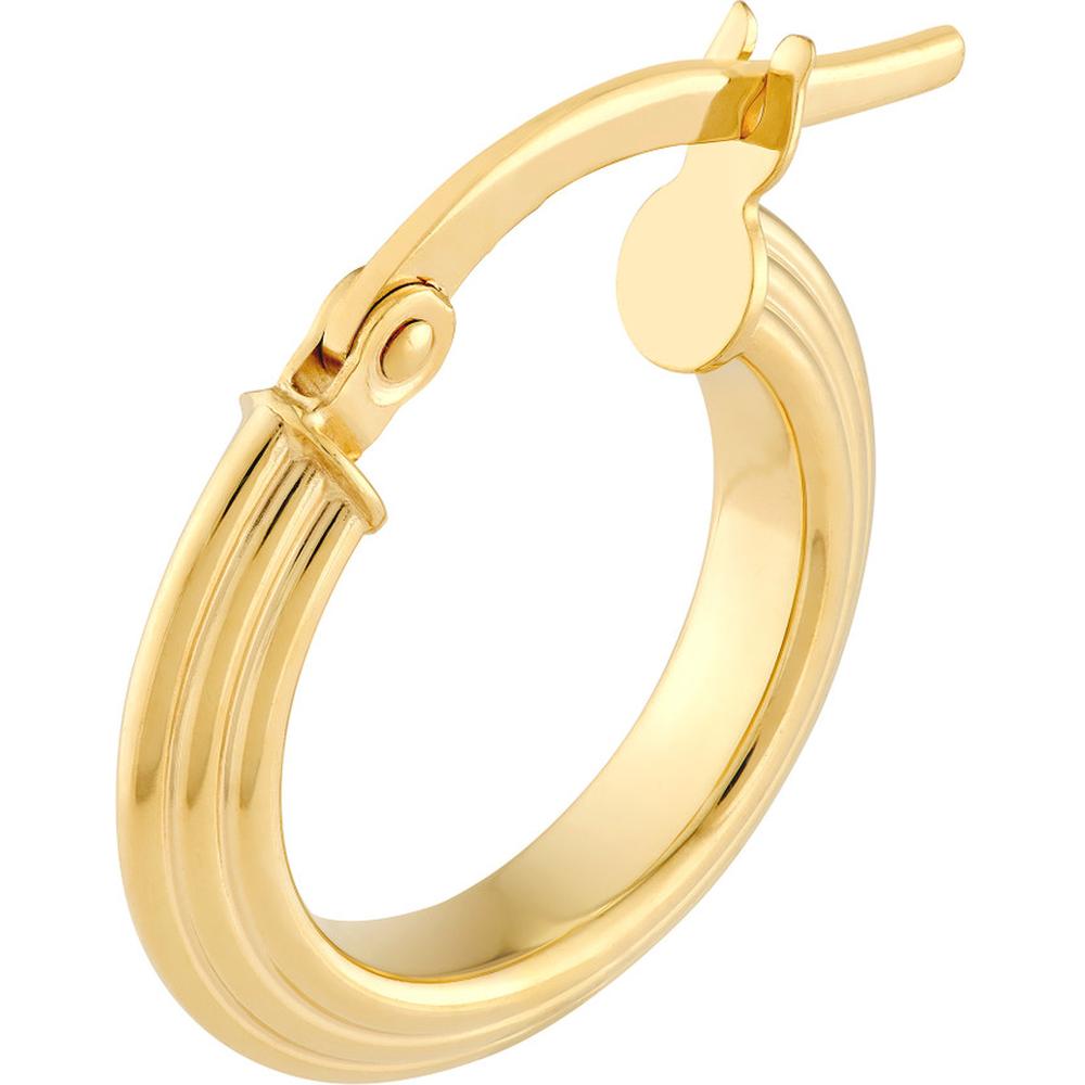 Olas d'Oro - 14K Yellow Gold 10mm Triangle Tube Hammered Round Hoop Earrings 1.05 Grams Total Weight