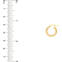 Olas d'Oro - 14K Yellow Gold 10mm Triangle Tube Hammered Round Hoop Earrings 1.05 Grams Total Weight