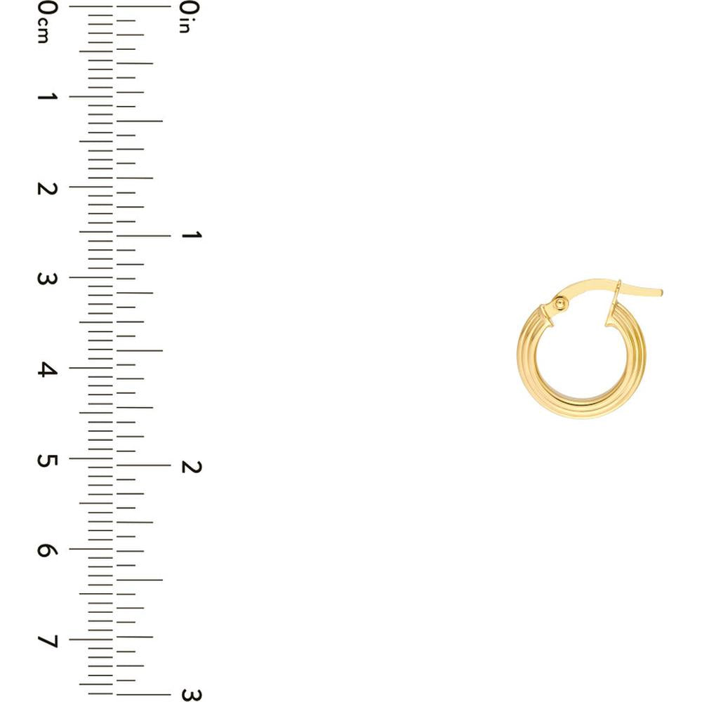 Olas d'Oro - 14K Yellow Gold 10mm Triangle Tube Hammered Round Hoop Earrings 1.05 Grams Total Weight