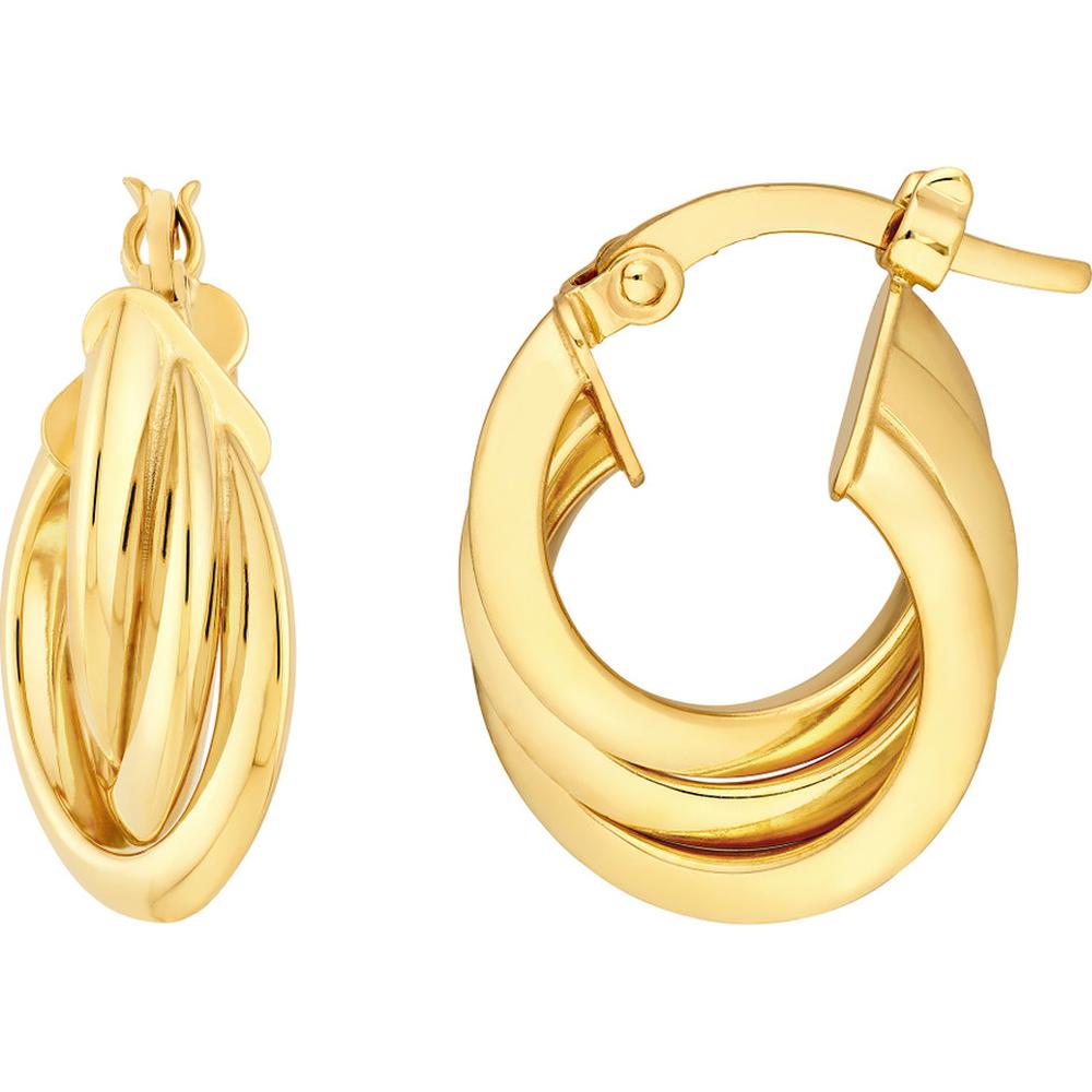 Olas d'Oro - 14K Yellow Gold 10mm Triple Round Hoop Earrings