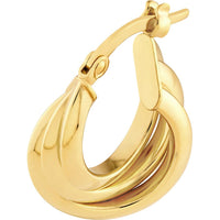 Olas d'Oro - 14K Yellow Gold 10mm Triple Round Hoop Earrings