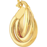 Olas d'Oro - 14K Yellow Gold 10mm Triple Round Hoop Earrings