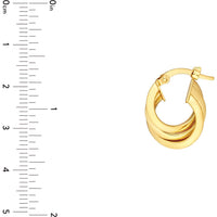 Olas d'Oro - 14K Yellow Gold 10mm Triple Round Hoop Earrings