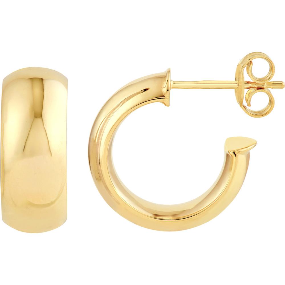 Olas d'Oro - 14K Yellow Gold 10mm Tubular Round Hoop Earrings Lightweight 1.90 Grams