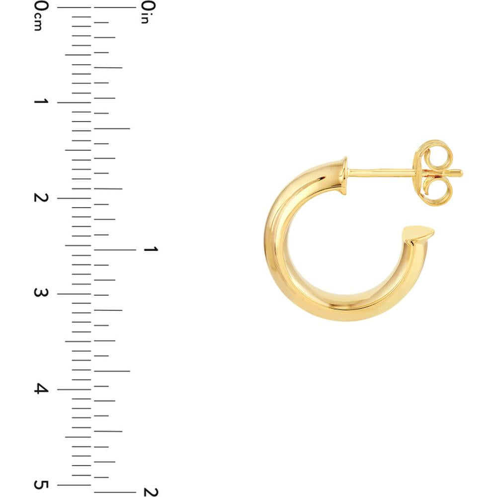 Olas d'Oro - 14K Yellow Gold 10mm Tubular Round Hoop Earrings Lightweight 1.90 Grams