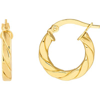 Olas d'Oro - 14K Yellow Gold 10mm Twist Square Tube Hoop Earrings