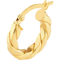 Olas d'Oro - 14K Yellow Gold 10mm Twist Square Tube Hoop Earrings
