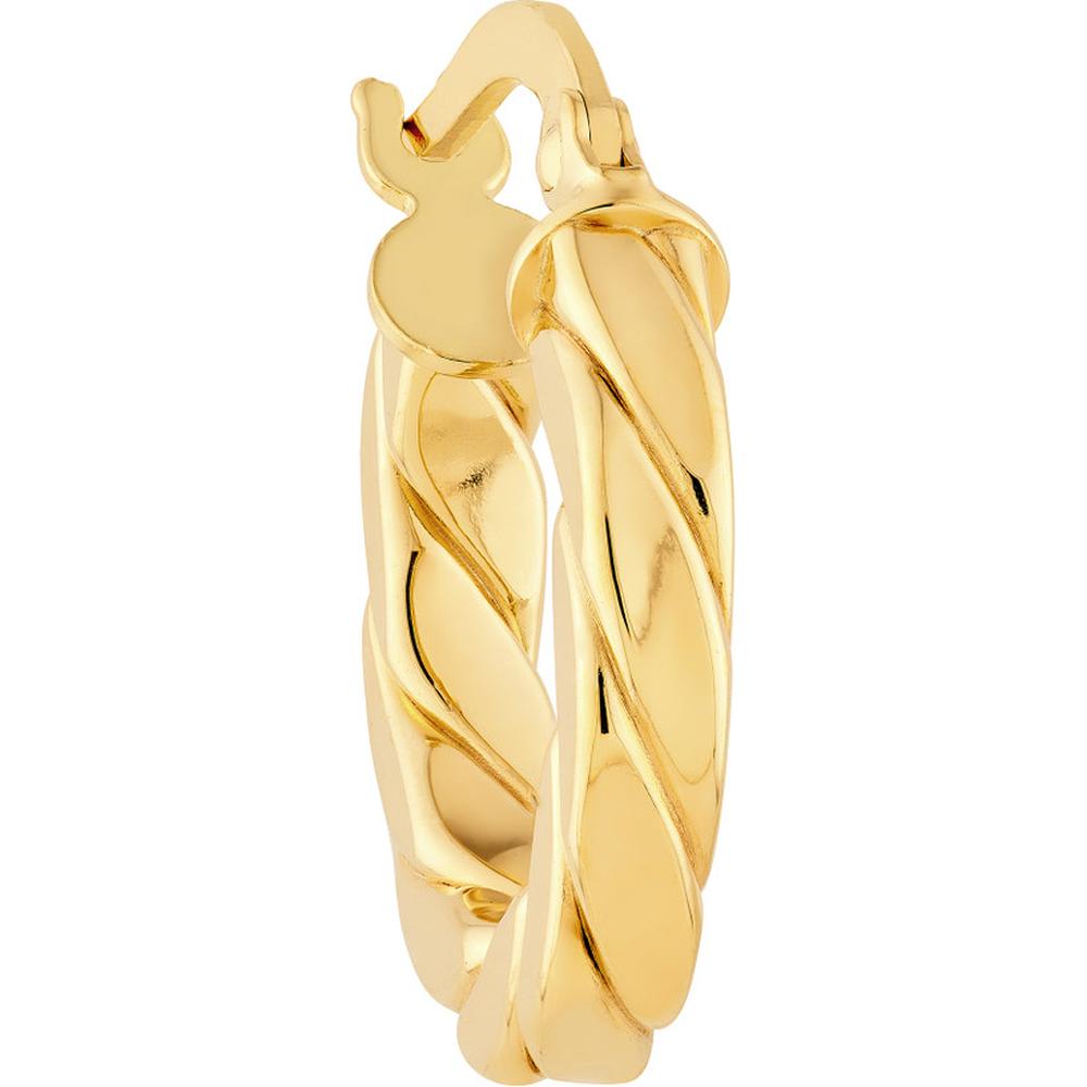 Olas d'Oro - 14K Yellow Gold 10mm Twist Square Tube Hoop Earrings